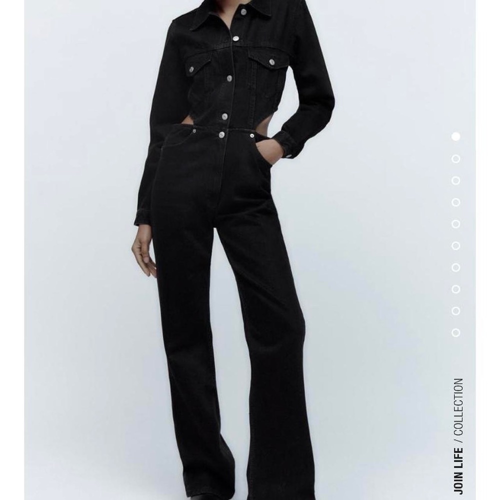 Zara black jean jumpsuit